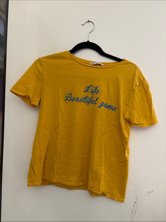 Zara Tops - Zara Mustard Yellow Crew Neck Tee